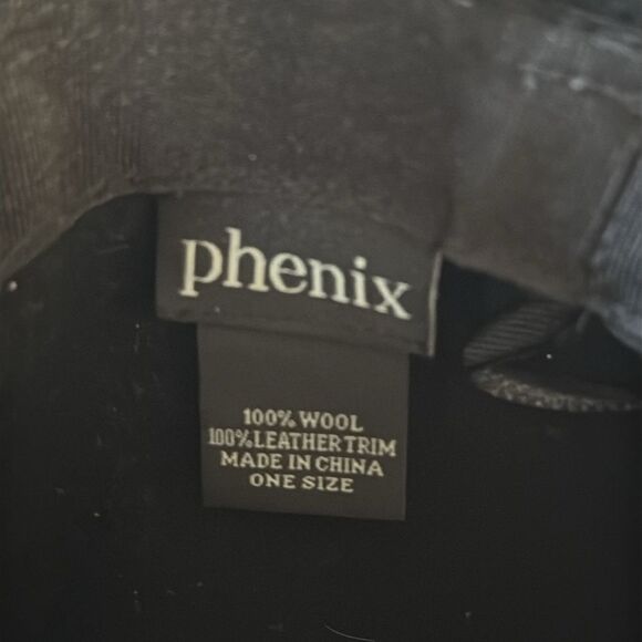 Phenix wool hat.  One size.  Brown leather accent. - Picture 3 of 3